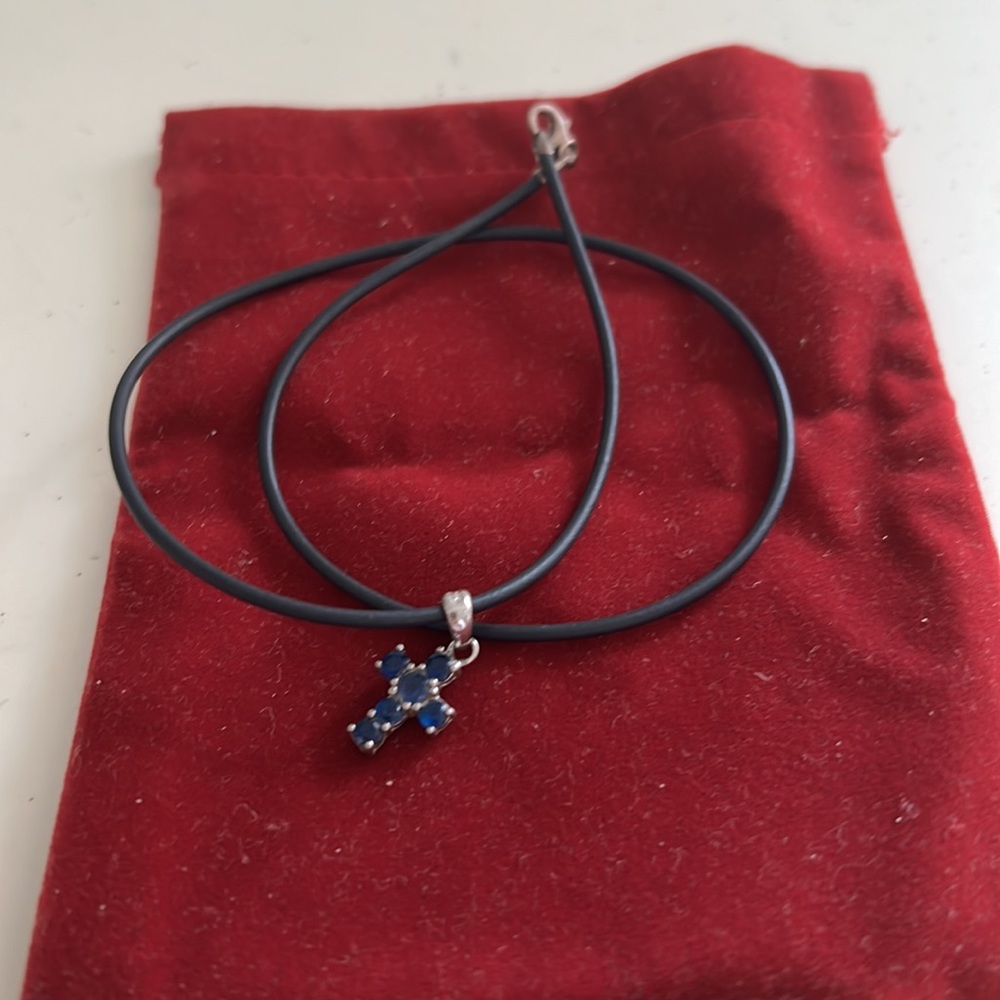 Boutique Silver 925 Blue Cross Necklace